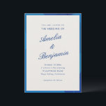 Convites Elegant Blue Abstract Script Couple Names Wedding<br><div class="desc">This wedding invitation features a modern blue geometric border framing elegant script names and a clean minimalist layout. The blue and white palette feels timeless and refined while the faceted border adds subtle visual interest. Perfect for couples planning a classic, modern, or formal celebration. The simple typography and structured border...</div>
