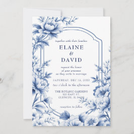 Convites Elegant Blue Chinoiserie Floral Botanical Wedding