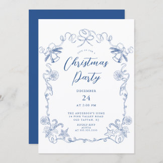 Convites Elegant Blue Christmas Party Invitation