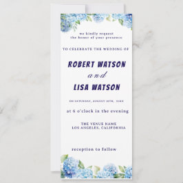 Convites Elegant Blue Floral Wedding 