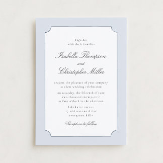 Convites Elegant Blue Frame Classic Wedding Invitation  Kró