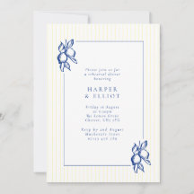 Elegant Blue Hand Drawn Lemon Rehearsal Dinner
