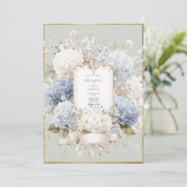 Convites Elegant Blue Hydrangeas Sage Vintage Wedding