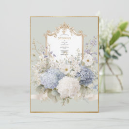 Convites Elegant Blue Hydrangeas Sage Vintage Wedding