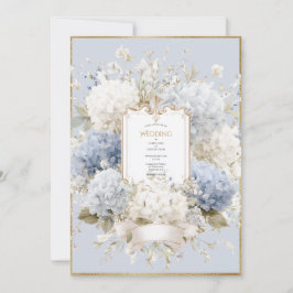 Convites Elegant Blue Hydrangeas Vintage Wedding