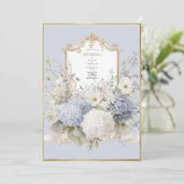 Convites Elegant Blue Hydrangeas Vintage Wedding