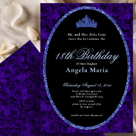 Convites Elegant Blue Roses 18th Birthday Debut