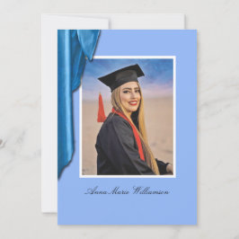 Convites Elegant Blue Satin Grad Party Invitation