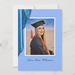 Convites Elegant Blue Satin Graduation Announcement