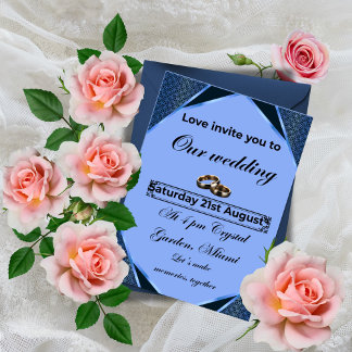 Convites Elegant Blue Wedding Invitation