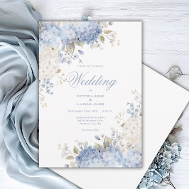 Convites Elegant Blue White Hydrangeas Wedding Invitation