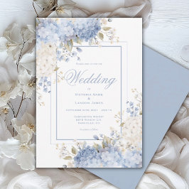Convites Elegant Blue & White Hydrangeas Wedding Invitation