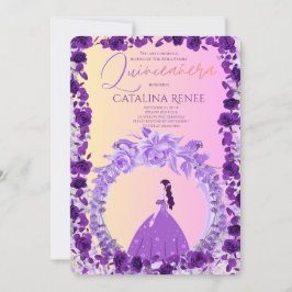 Convites Elegant Blush Floral Quinceañera