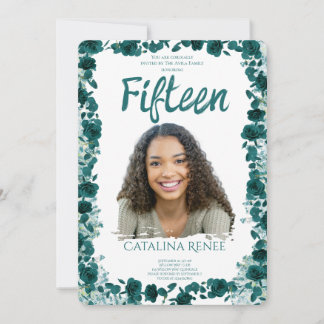 Convites Elegant Blush Floral Quinceañera Invitation