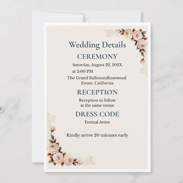 Convites Elegant Blush Floral Wedding Invitation (Frente)