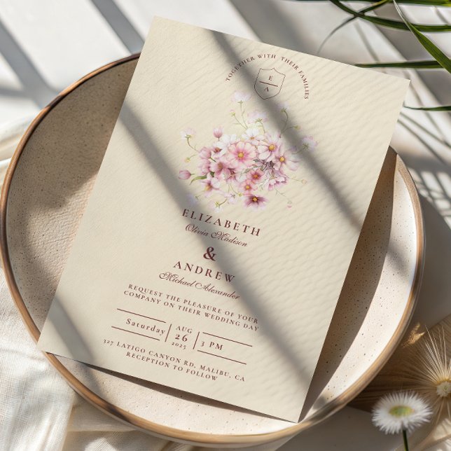 Convites Elegant Blush Garden Romance Wedding (Criador carregado)