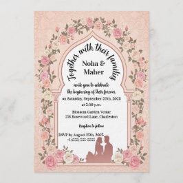 Convites Elegant Blush Pink Rose Arch Photo Wedding