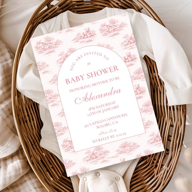 Convites Elegant Blush Toile Baby Shower (Criador carregado)