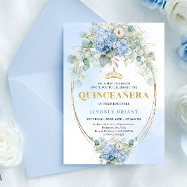 Convites Elegant Boho Blue Hydrangeas Quinceañera Invite