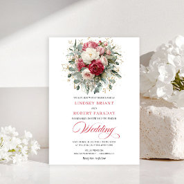 Convites Elegant Boho Blush White Greenery Wedding Invite