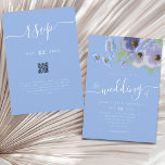 Convites Elegant Boho Chic Floral Blue Wedding QR Code<br><div class="desc">Celebrate your love story with a truly unique and enchanting blue floral wedding invitation, beautifully designed for an elegant spring or summer celebration. This refined design features graceful, whimsical script paired with romantic watercolor wildflower florals, creating a sophisticated yet joyful seasonal aesthetic. Hand-painted flowers including poppies and cornflowers, and delicate...</div>