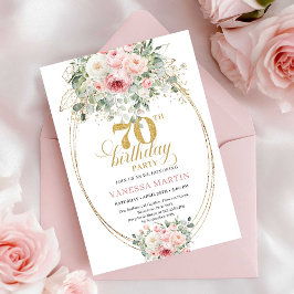 Convites Elegant Boho Dusty Pink 70th Birthday Invitation