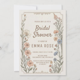 Convites Elegant Boho Floral Bridal Shower Invitation