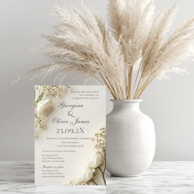 Convites Elegant Boho Floral Wedding Invitation (Criador carregado)