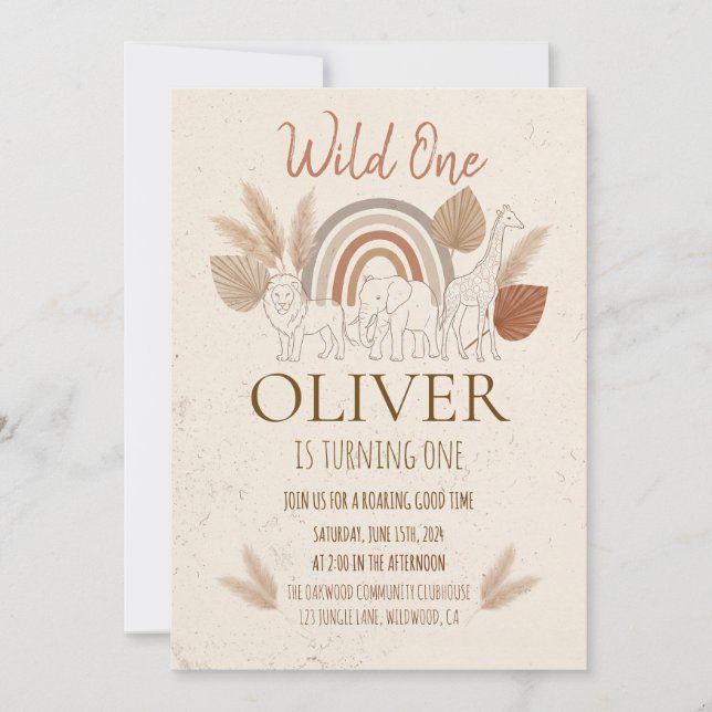 Convites Elegant Boho Safari Wild One 1st Birthday (Frente)