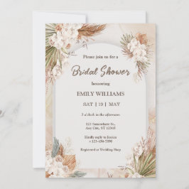 Convites Elegant Boho Tropical Pampas Grass Bridal Shower