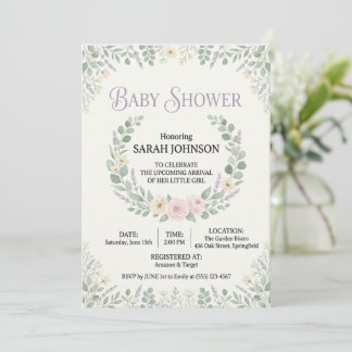Convites Elegant Botanical Baby Shower Invitation | Soft Fl