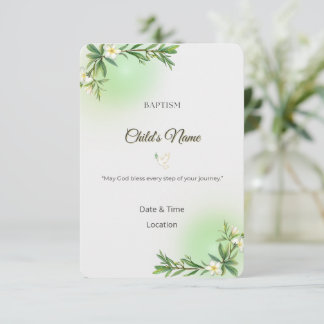 Convites Elegant Botanical Baptism Invitation