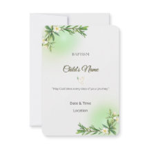 Elegant Botanical Baptism Invitation