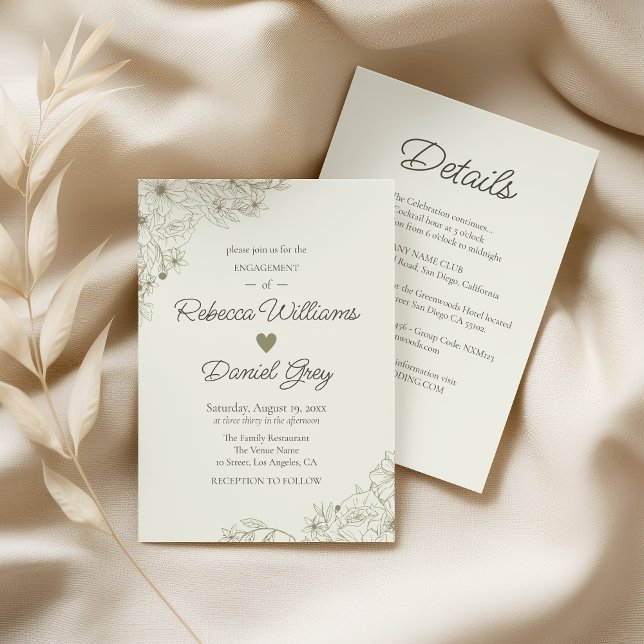 Convites Elegant Botanical Engagement Party Invitation (Criador carregado)