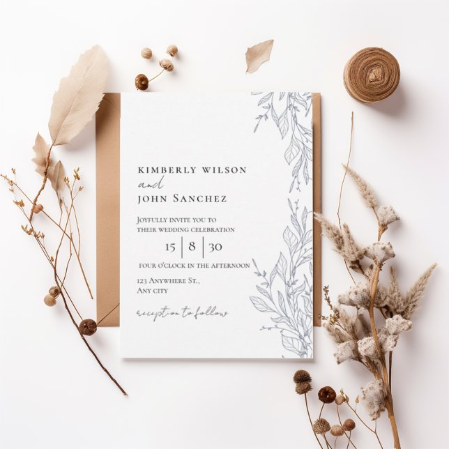 Convites Elegant Botanical Frame Wedding Invitation (Criador carregado)
