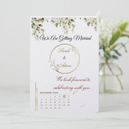 Convites Elegant botanical gold frame save the date card