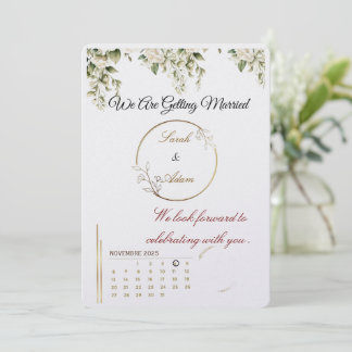 Convites Elegant botanical gold frame save the date card