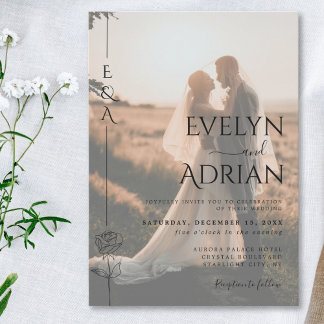 Convites Elegant Botanical Modern Minimalist Photo Wedding