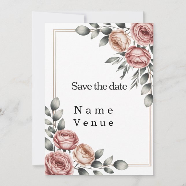 Convites Elegant botanical save the date  (Frente)
