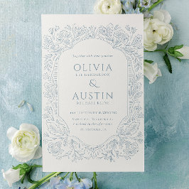 Convites Elegant Botanical Wedding | Heirloom Blue Invite