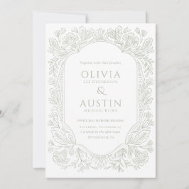Convites Elegant Botanical Wedding | Heirloom Sage Invite
