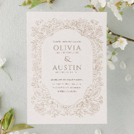 Convites Elegant Botanical Wedding | Heirloom Taupe