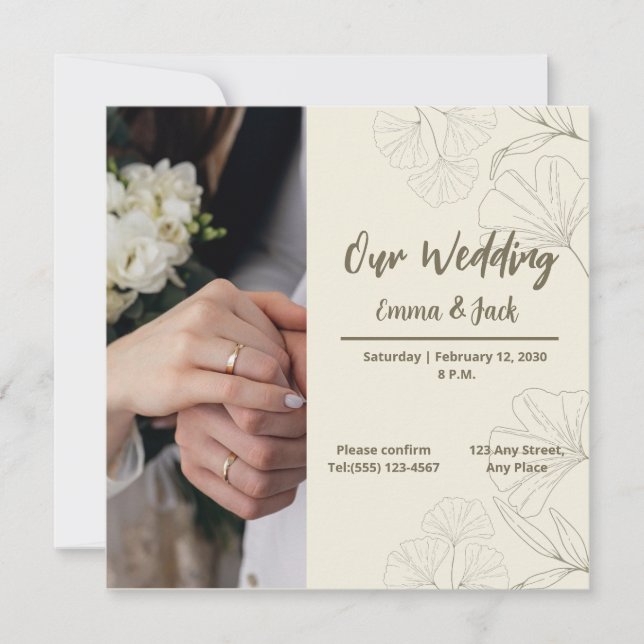 Convites Elegant Botanical Wedding Invitation (Frente)