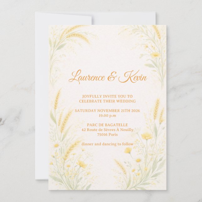 Convites Elegant Botanical Wedding Invitation (Frente)