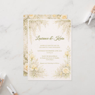 Convites Elegant Botanical Wedding Invitation Green Floral 
