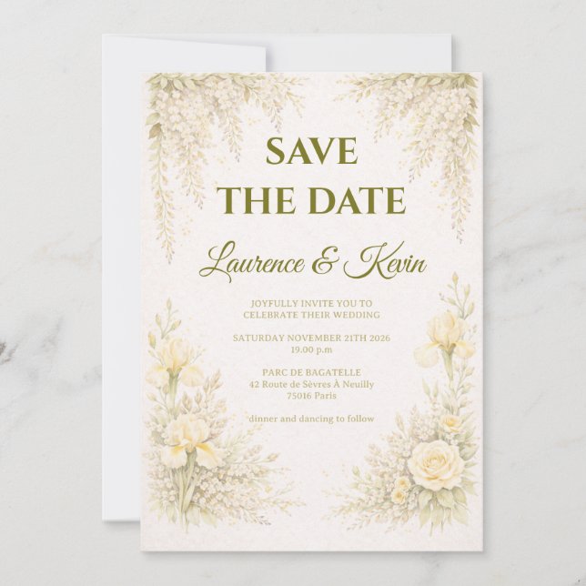 Convites Elegant Botanical Wedding Invitation Save the date (Frente)