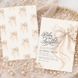 Convites Elegant Bow Baby Sprinkle Floral Girl Baby Shower