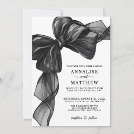 Convites Elegant Bow Black And White Wedding