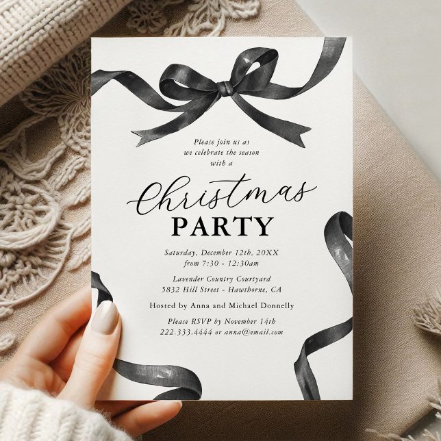 Convites Elegant Bow Christmas Holiday Party (Criador carregado)
