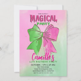Convites Elegant Bow magical Girl Birthday party